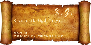 Kramarik György névjegykártya